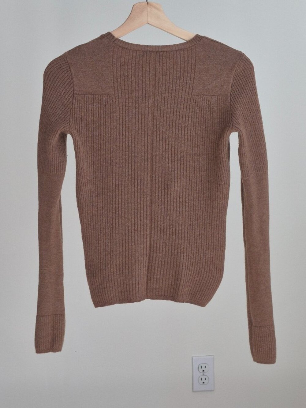 Rag & Bone Audrina Rib Sweater S Womens Brown Wool Blend Crewneck Long Sleeve - Picture 4 of 8